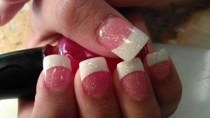french manicure pink & white