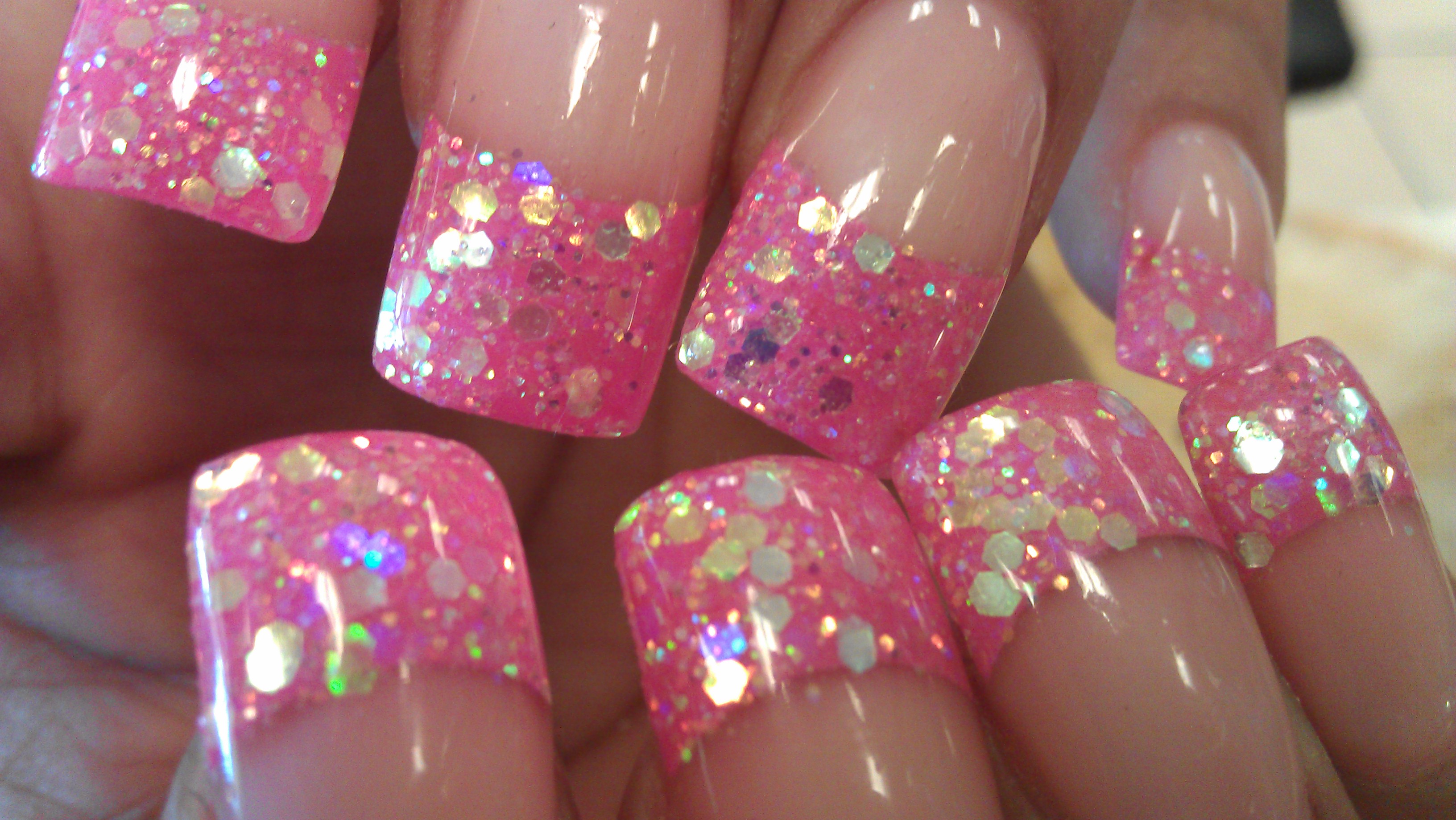 solar nails with glitter tips